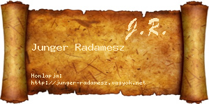 Junger Radamesz névjegykártya